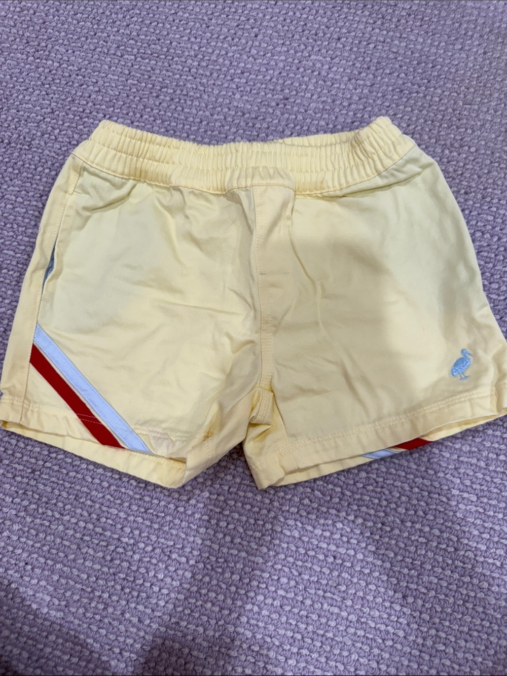 The Beaufort Bonnet Company Yellow Kids Athletic Shorts with Red & White Stripe